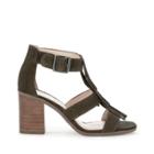 Sole Society Sole Society Delilah Fringe Heeled Sandal - Dark Olive