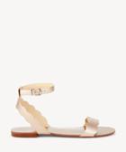 Sole Society Women's Odette Scalloped Flat Sandals Rose Size 5 Metallic Leather From Sole Society