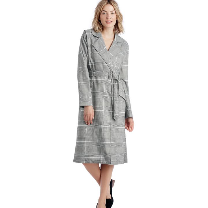 J.o.a. J.o.a. High-slit Belted Coat - Black Plaid
