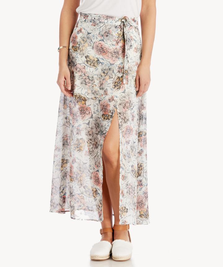 J.o.a. J.o.a. Printed Maxi Skirt With High Side Slit