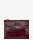 Sole Society Sole Society Dolce Leopard Haircalf Pouch Bag Oxblood Combo Genuine Vegan Leather