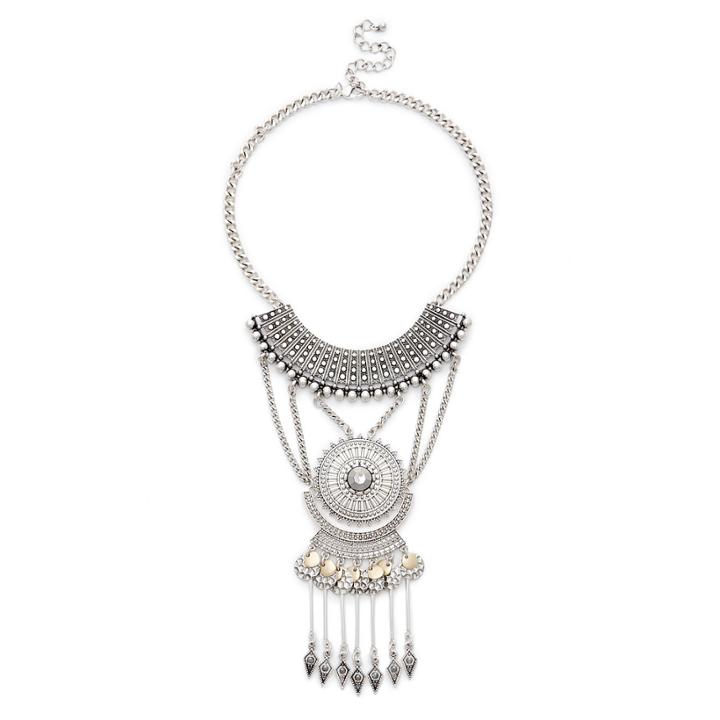 Sole Society Sole Society Oversize Aztec Necklace - Silver