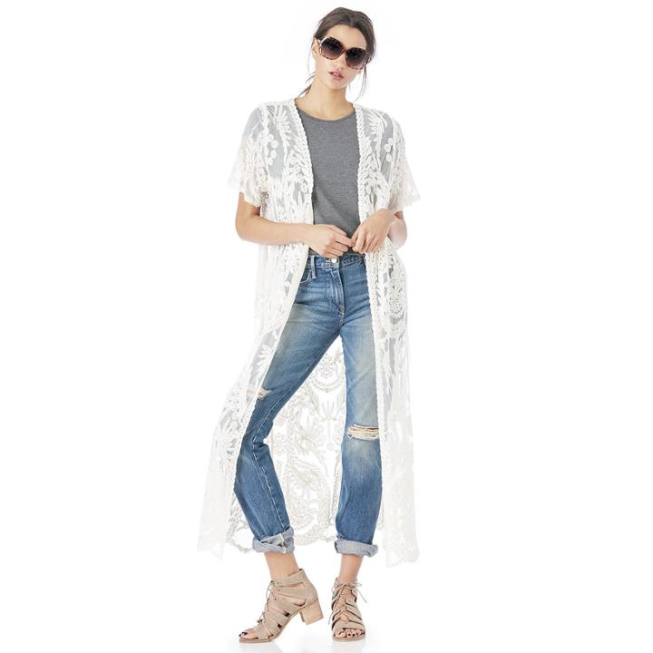Sole Society Sole Society Crochet Lace Duster - Ivory