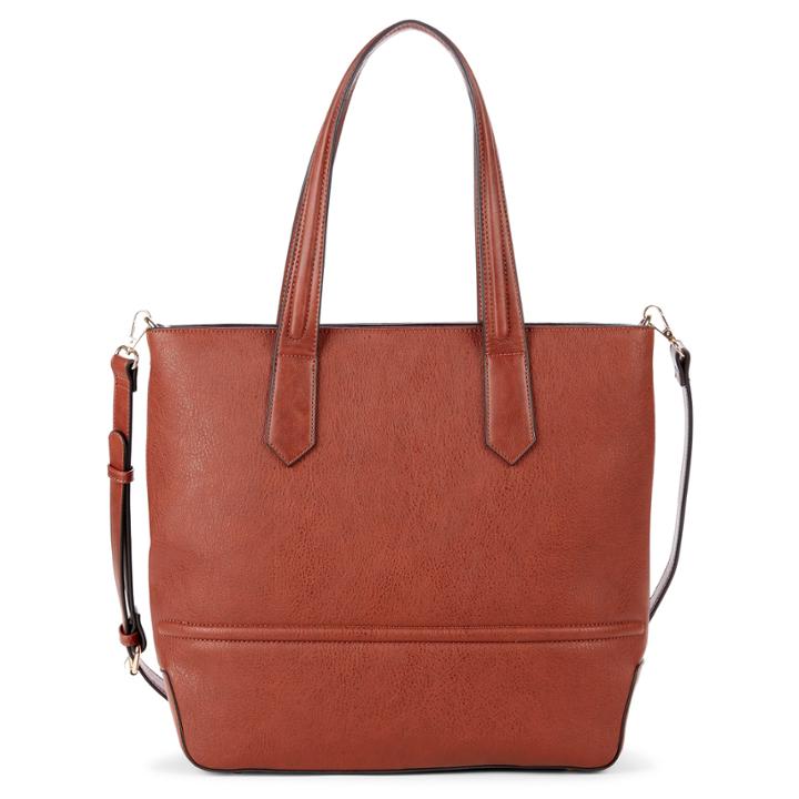 Sole Society Sole Society Paula Vegan Tote W/ Panel Detail - Mahagony-one Size