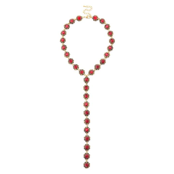Sole Society Sole Society Cluster Stone Lariat - Ruby