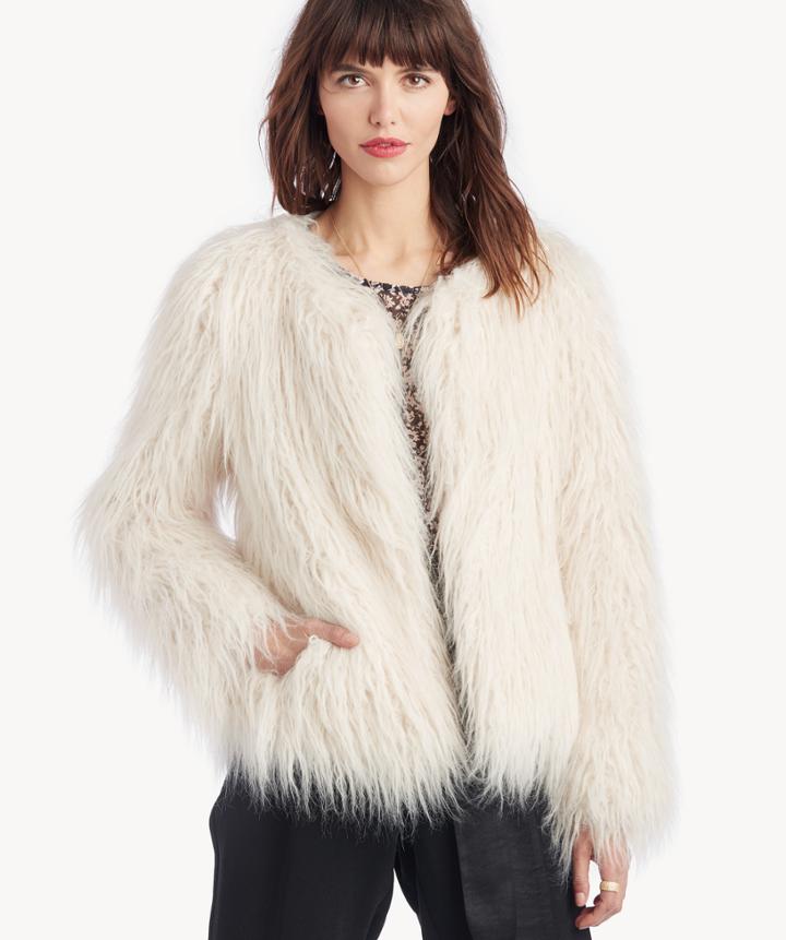 Sanctuary Sanctuary Women's Studio Fifty Fur Cropped Jacket In Color: Salt Size Xs From Sole Society
