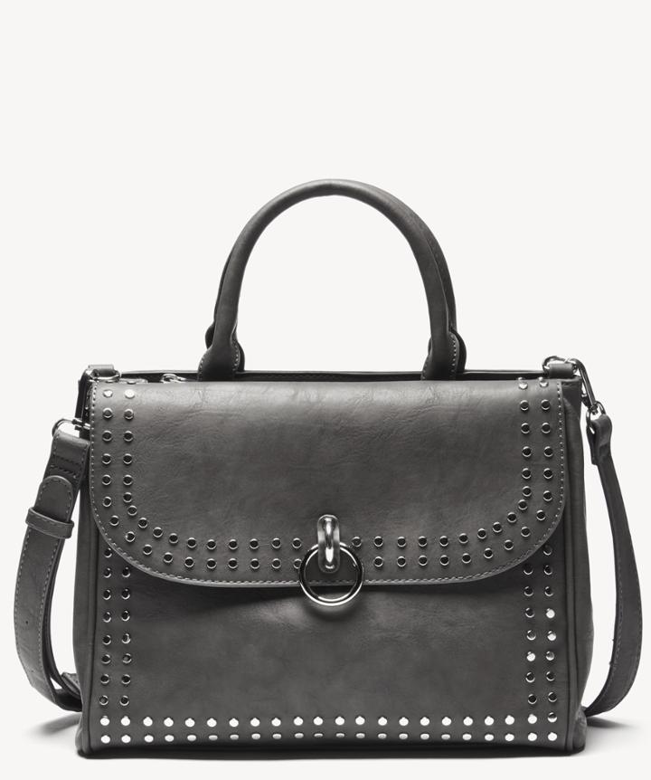 Sole Society Women's Plam Satchel Vegan Studded In Color: Charcoal Bag Vegan Leather From Sole Society