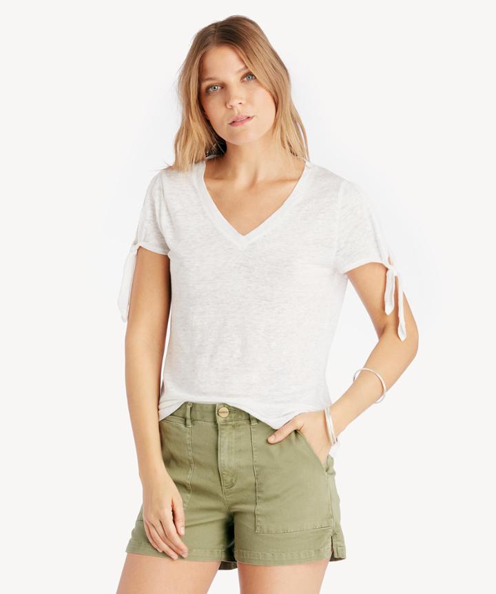Vince Camuto Vince Camuto Tie S/s V-neck Linen Tee