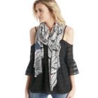 Sole Society Sole Society Palm Print Scarf - Blush Navy