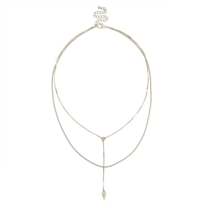 Sole Society Sole Society Dual Pyramid Layered Necklace - Silver-one Size