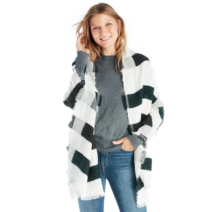 Sole Society Sole Society Textured Jacquard Scarf - Ivory Combo