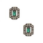 Sole Society Sole Society Jeweled Octagon Stud Earrings - Emerald-one Size