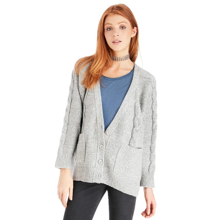 Sole Society Sole Society Cable Knit Cardigan - Grey