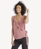 Vince Camuto Vince Camuto Women's S/l Wrap Front Ruffle V Neck Blouse In Color: Rouge Blush Size Xs From Sole Society