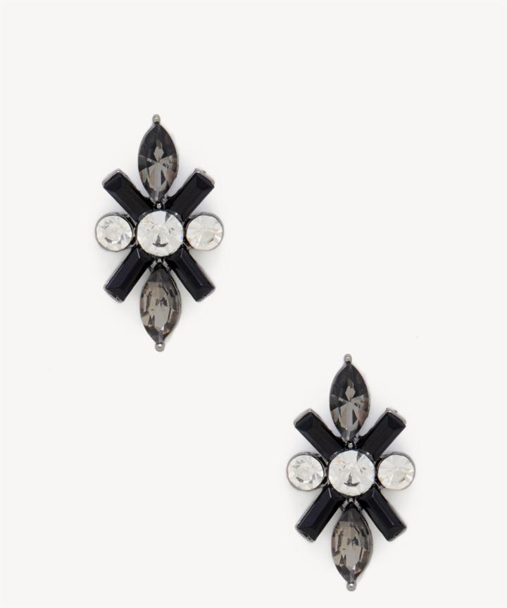 Sole Society Sole Society Crystal Crossover Stud Earrings Black Combo One Size