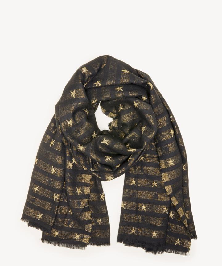 Sole Society Women's Star Embroidered Scarf Black Combo Polyester From Sole Society