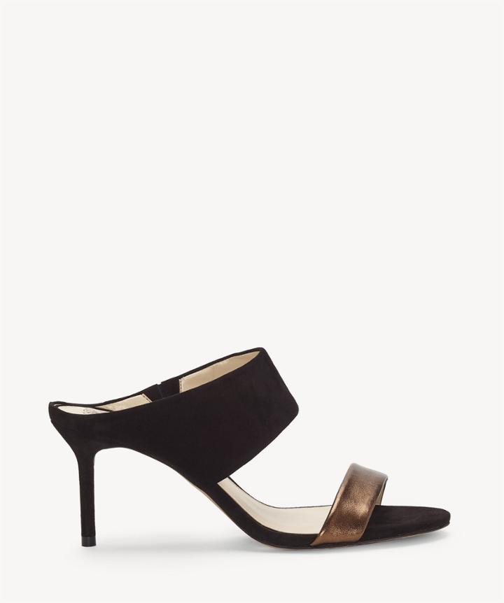 Vince Camuto Vince Camuto Women's Navinta Backless Sandals Bronze/black Size 6 Leather Suede From Sole Society