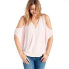 Vince Camuto Vince Camuto Wrap Front Ruffle Sleeve Blouse - Pale Dahlia-x-small