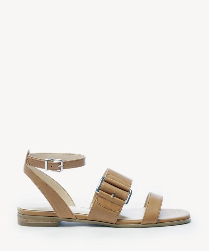 Sole Society Sole Society Sheyla Oversized Buckle Flats Acacia Tan Size 5 Crackled Calf Suede