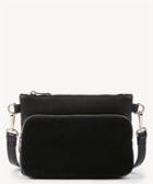 Sole Society Sole Society Bahara Genuine Suede Zippered Crossbody Bag In Color: Black Vegan Leather