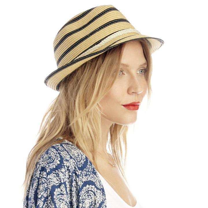 Sole Society Sole Society Braided Stripe Fedora With Rope Band - Tan Black