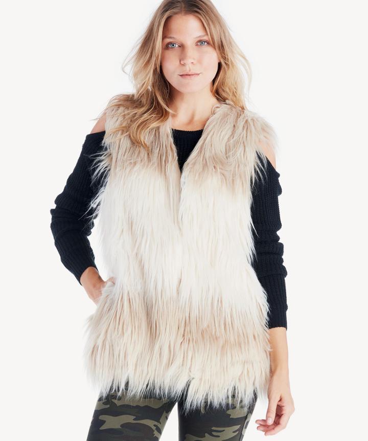 Sole Society Sole Society Shaggy Faux Fur Vest Natural One Size Os