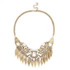 Sole Society Sole Society Crystal Leaf Statement Necklace - Gold-one Size