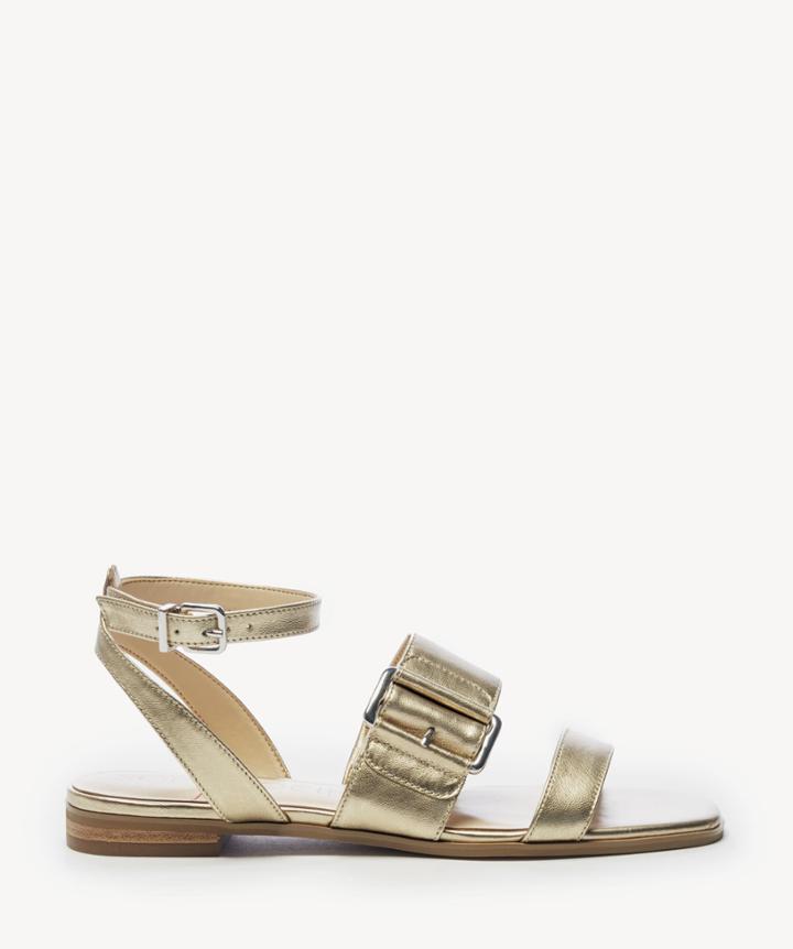 Sole Society Sole Society Sheyla Oversized Buckle Flats Sunglow Gold Size 5 Crackled Calf Suede