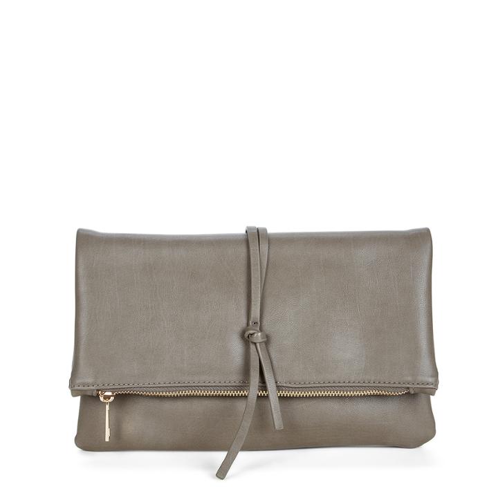 Sole Society Women's Barkley Vegan Foldover Clutch With Tie Grey Vegan Leather From Sole Society
