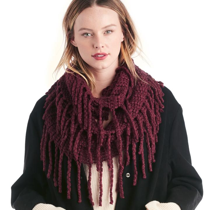Sole Society Sole Society Chunky Fringe Scarf - Oxblood