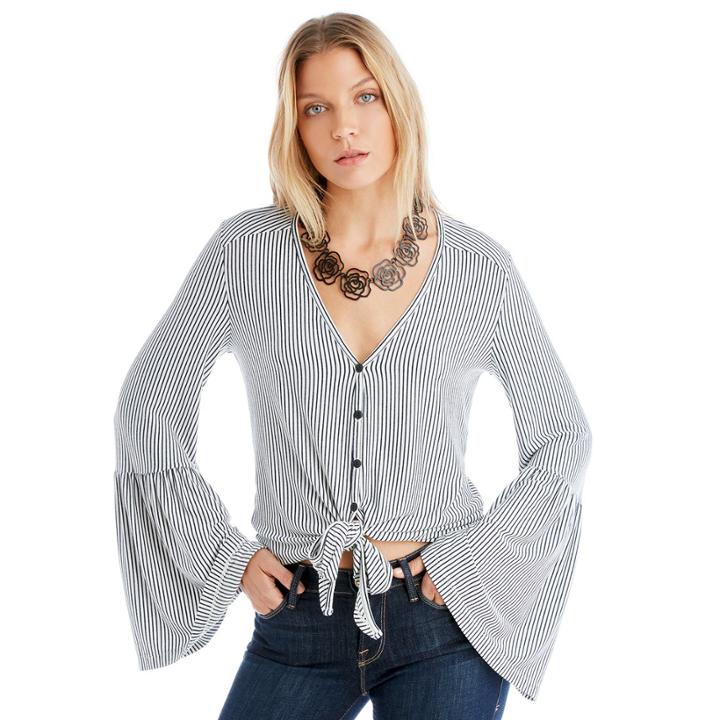 Stylesaint Stylesaint Beechwood Tie Front Top - Stripe