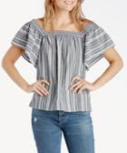 Vince Camuto Vince Camuto Charcoal Stripe Ruffle Sleeve Blouse