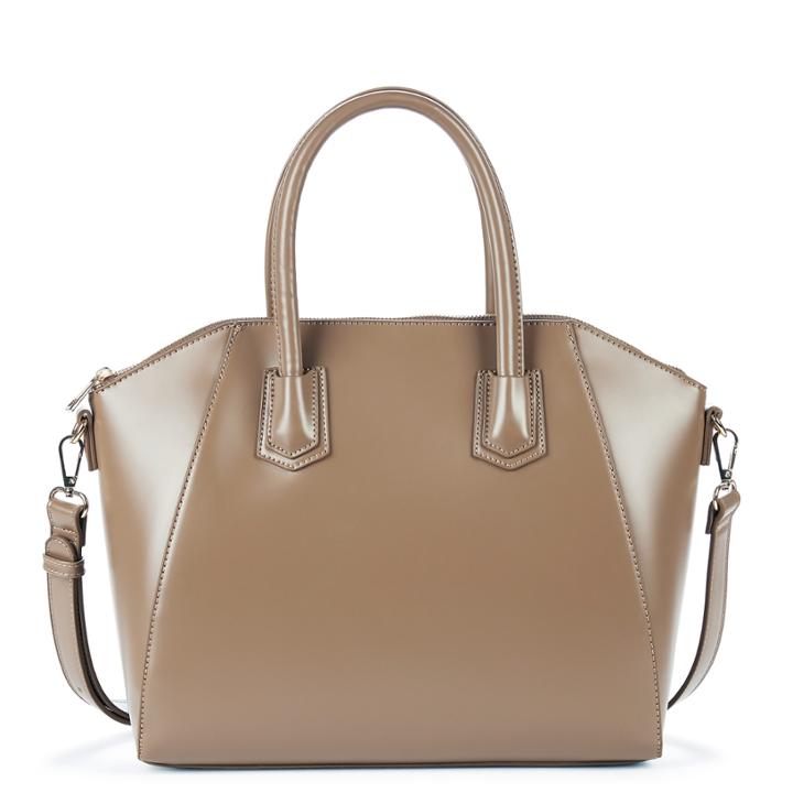 Sole Society Sole Society Mikayla Medium Structured Satchel Bag Taupe Vegan Leather