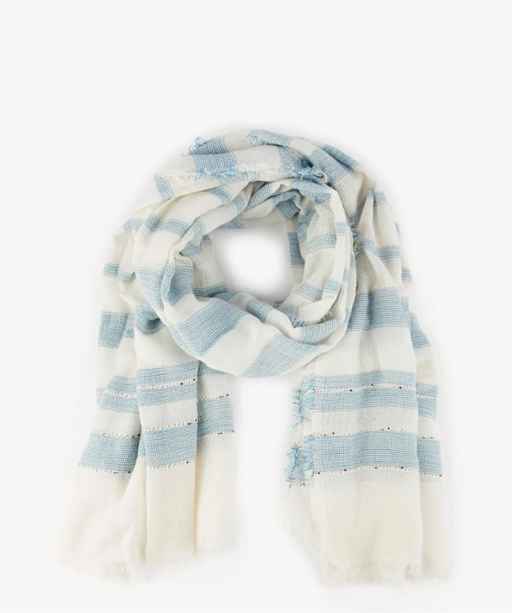 Sole Society Sole Society Jacquard Stripe Scarf Chambray One Size Cotton Nylon