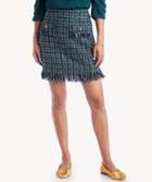 J.o.a. J.o.a. Women's Tweed Fringed Mini Skirt In Color: Navy Size Xs From Sole Society