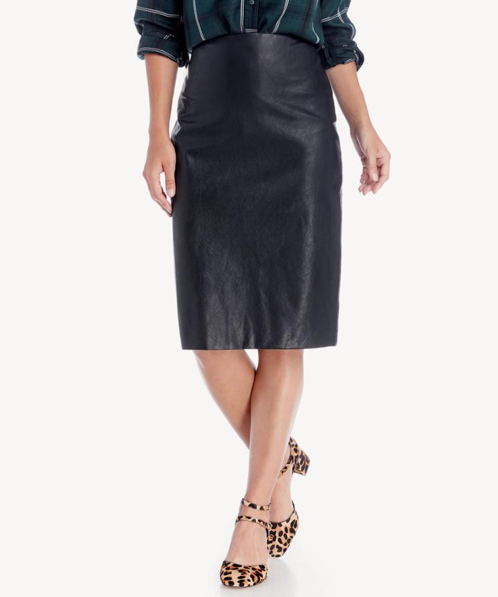 Cece Cece Vegan Leather Midi Pencil Skirt
