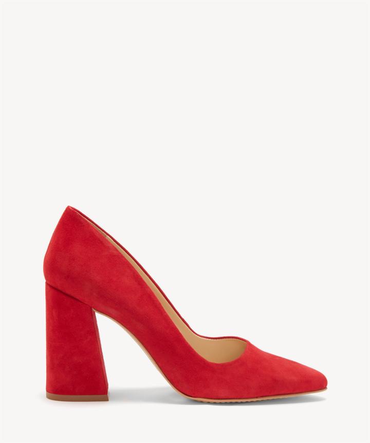 Vince Camuto Vince Camuto Women's Talise Block Heels Pumps Cherry Red Size 5 Suede From Sole Society