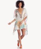 Sole Society Sole Society Lace Up Floral & Stripe Caftan Multi One Size Os Cotton