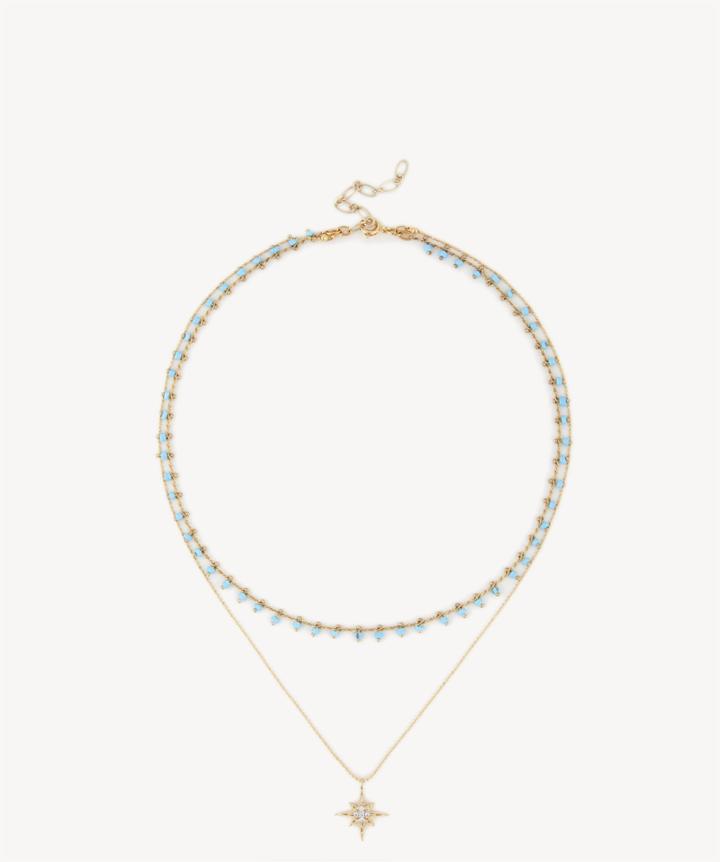 Sole Society Sole Society Celestial Beaded Layered Necklace Turquoise One Size Os