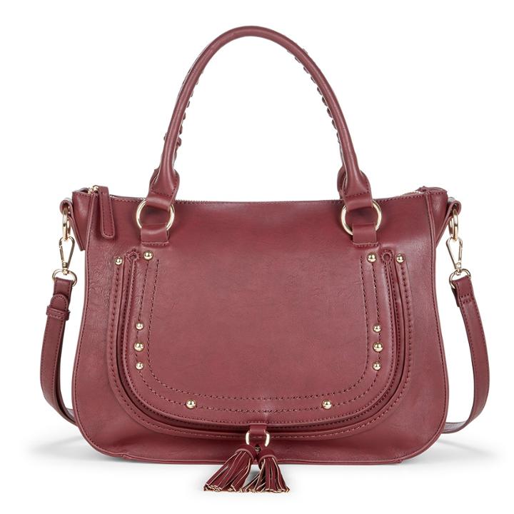 Sole Society Sole Society Daytona Studded Whipstitch Satchel - Oxblood