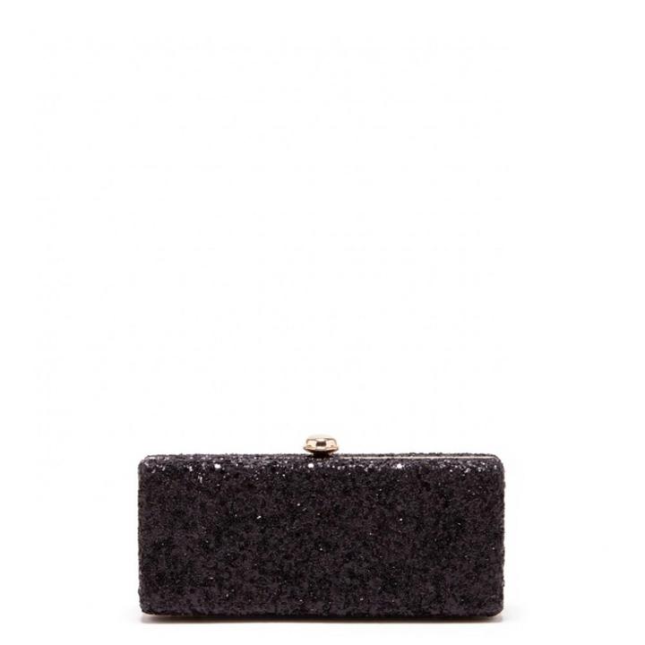 Sole Society Sole Society Perla Glitter Frame Clutch - Black-one Size