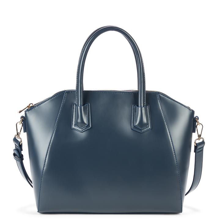 Sole Society Sole Society Mikayla Medium Structured Satchel Bag Slate Blue Vegan Leather