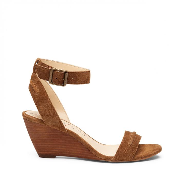 Sole Society Sole Society Georgia Mid Heel Wedge Sandal - Tan-8.5