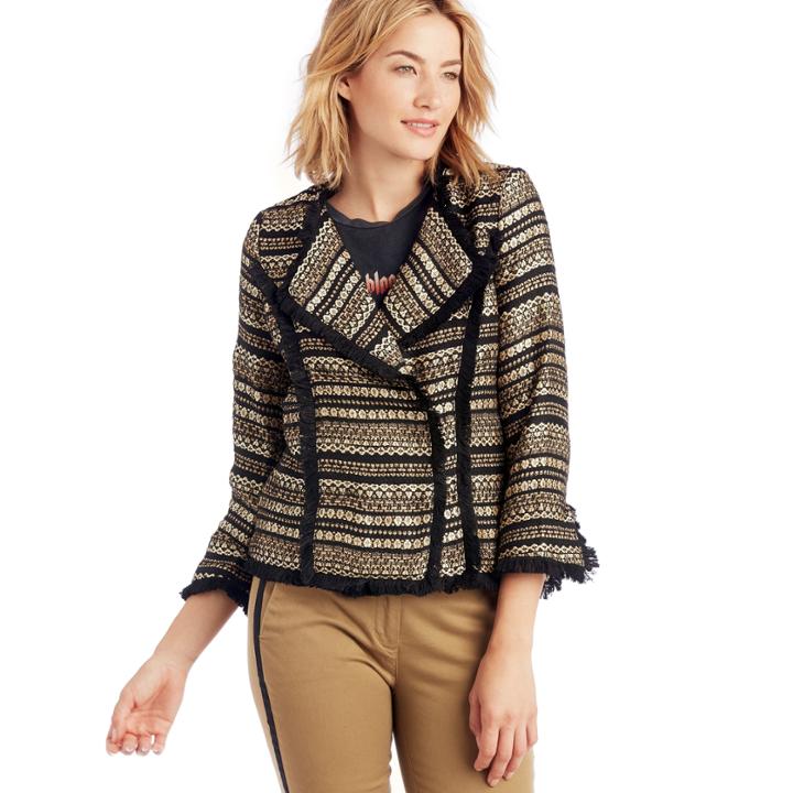 Moon River Moon River Metallic Tweed Blazer - Black Gold