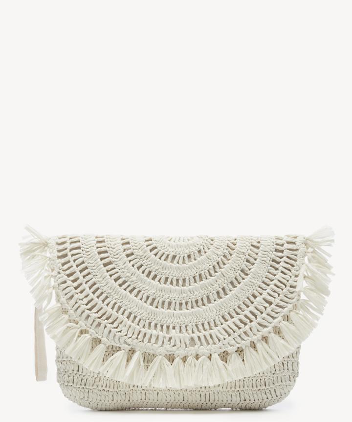 Sole Society Sole Society Jakia Clutch Raffia W/ Tassels Ivory