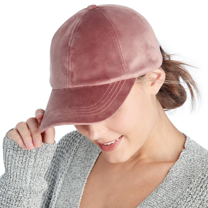 Sole Society Sole Society Velvet Baseball Cap - Blush