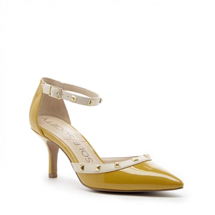 Sole Society Sole Society Anneke Mid Heel Pump - Mustard Ecru-5.5
