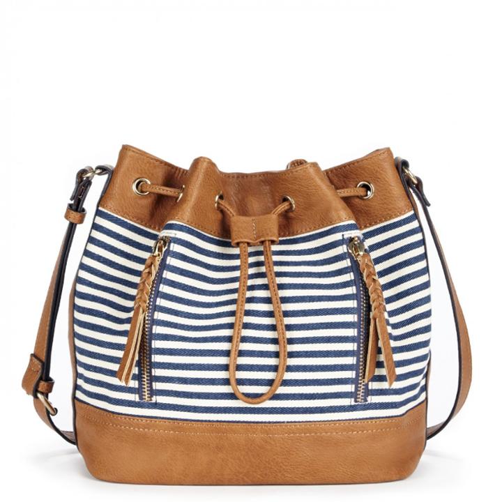 Sole Society Sole Society Teagan Printed Mini Bucket - Navy Stripe-one Size