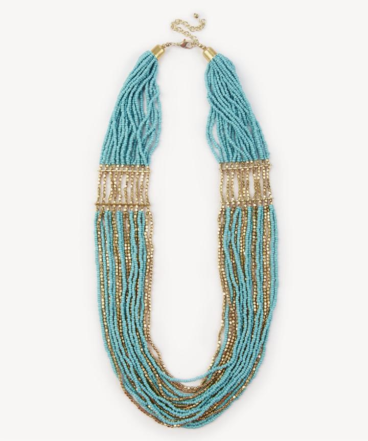 Sole Society Sole Society Multistrand Beaded Necklace Turquoise Combo One Size Os