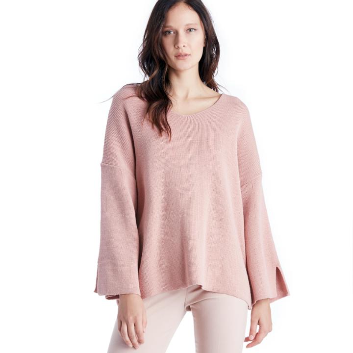 Moon River Moon River Basic V Neck Sweater - Pink